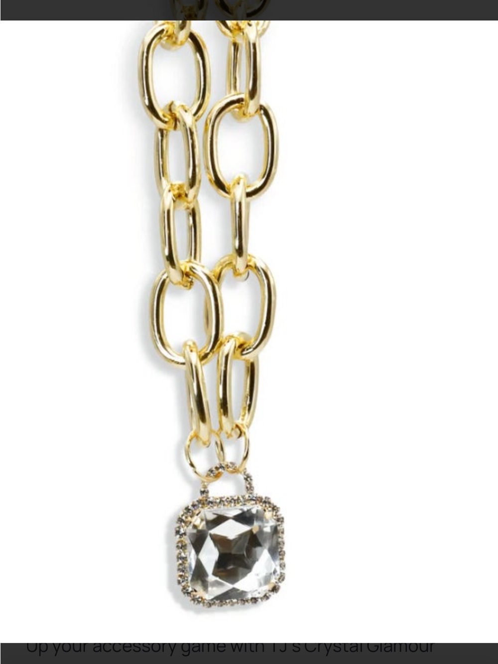 Gold Chain Necklace with Clear Crystal Charm